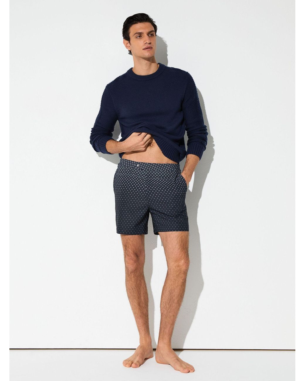 Reiss Blue Darli - Navy Ombré Geometric-print Swim Shorts, Xxl for men