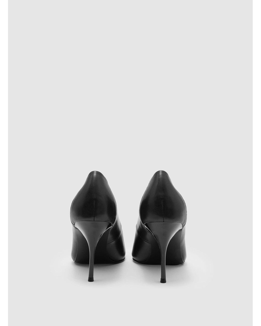 Reiss Black Leather Pointed-Toe Mid-Heel Court Shoes