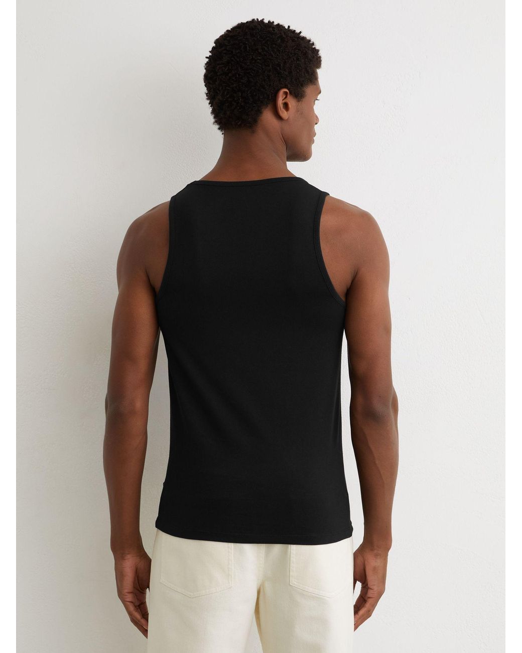 Reiss Black Cotton Stretch Vest for men
