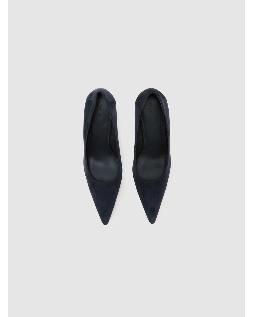 Reiss Gray Suede Pointed-Toe Mid-Heel Court Shoes