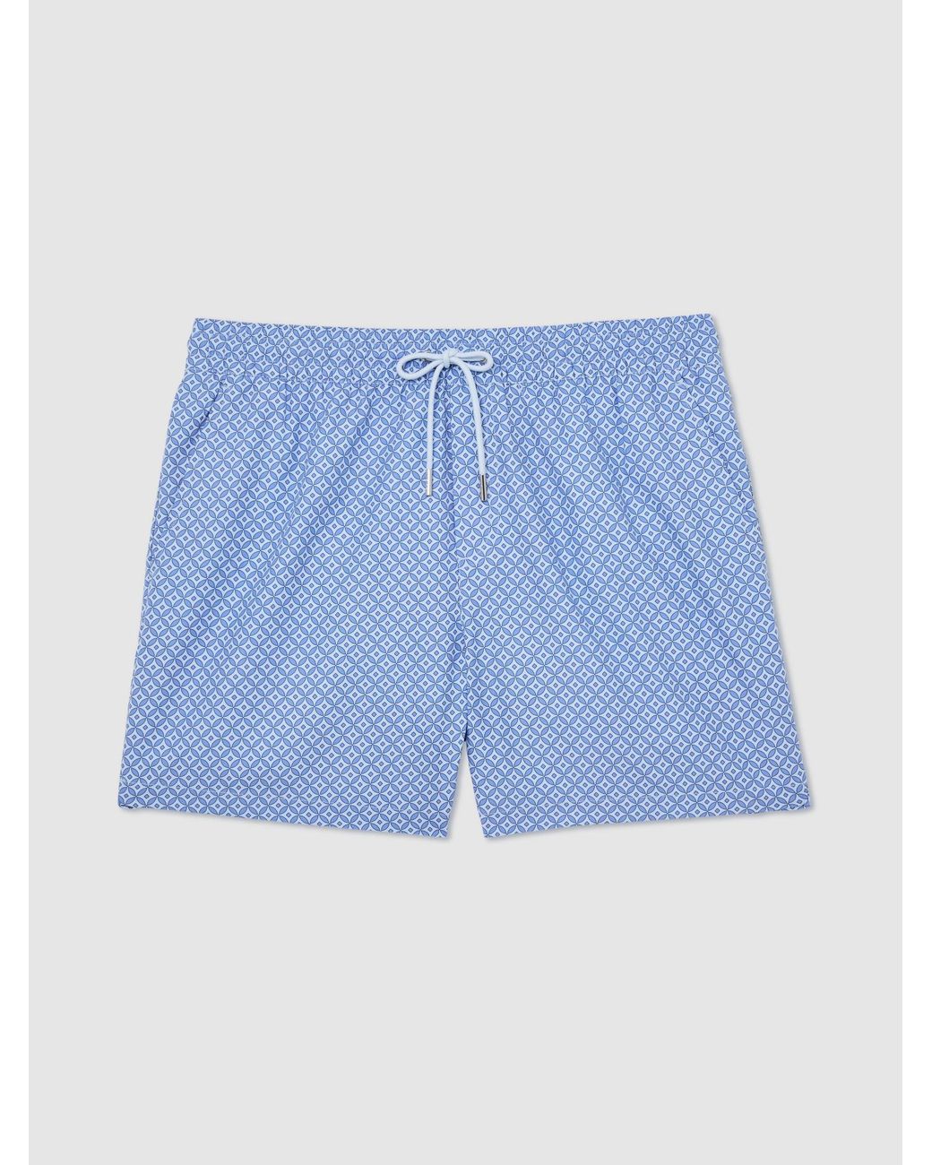 Reiss Blue Orient Geometric-Print Swim Shorts for men