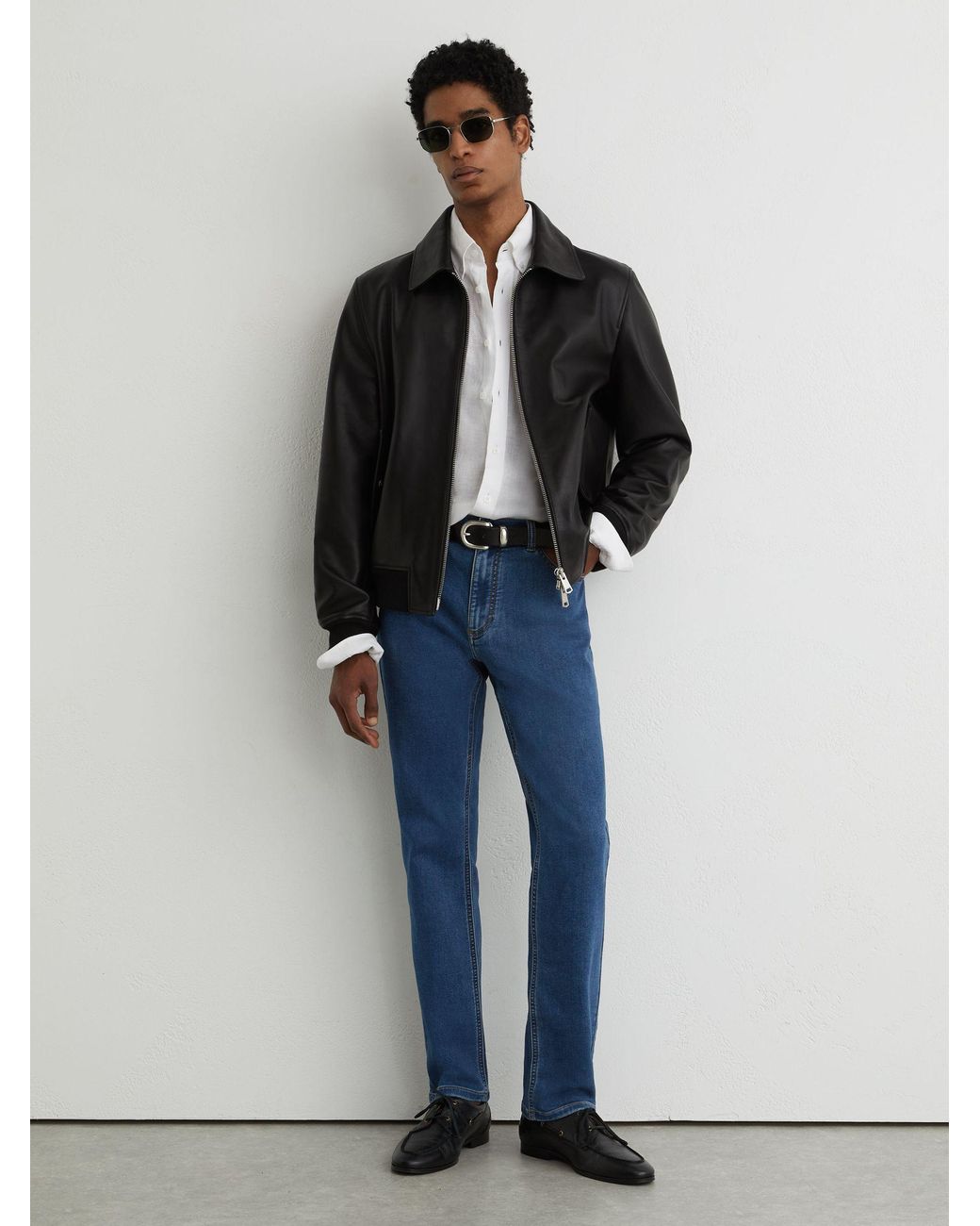 Reiss Blue Soft-Stretch Straight-Leg Jeans for men