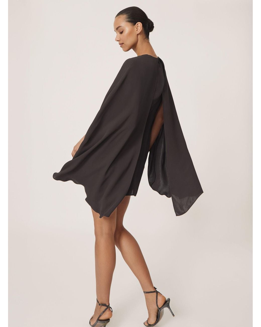 Reiss Black Chain-Detail Cape Mini Dress