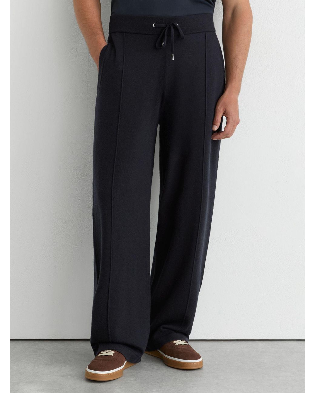 Reiss Black Wirral - Navy Merino Wool-blend Relaxed-fit Joggers, S for men