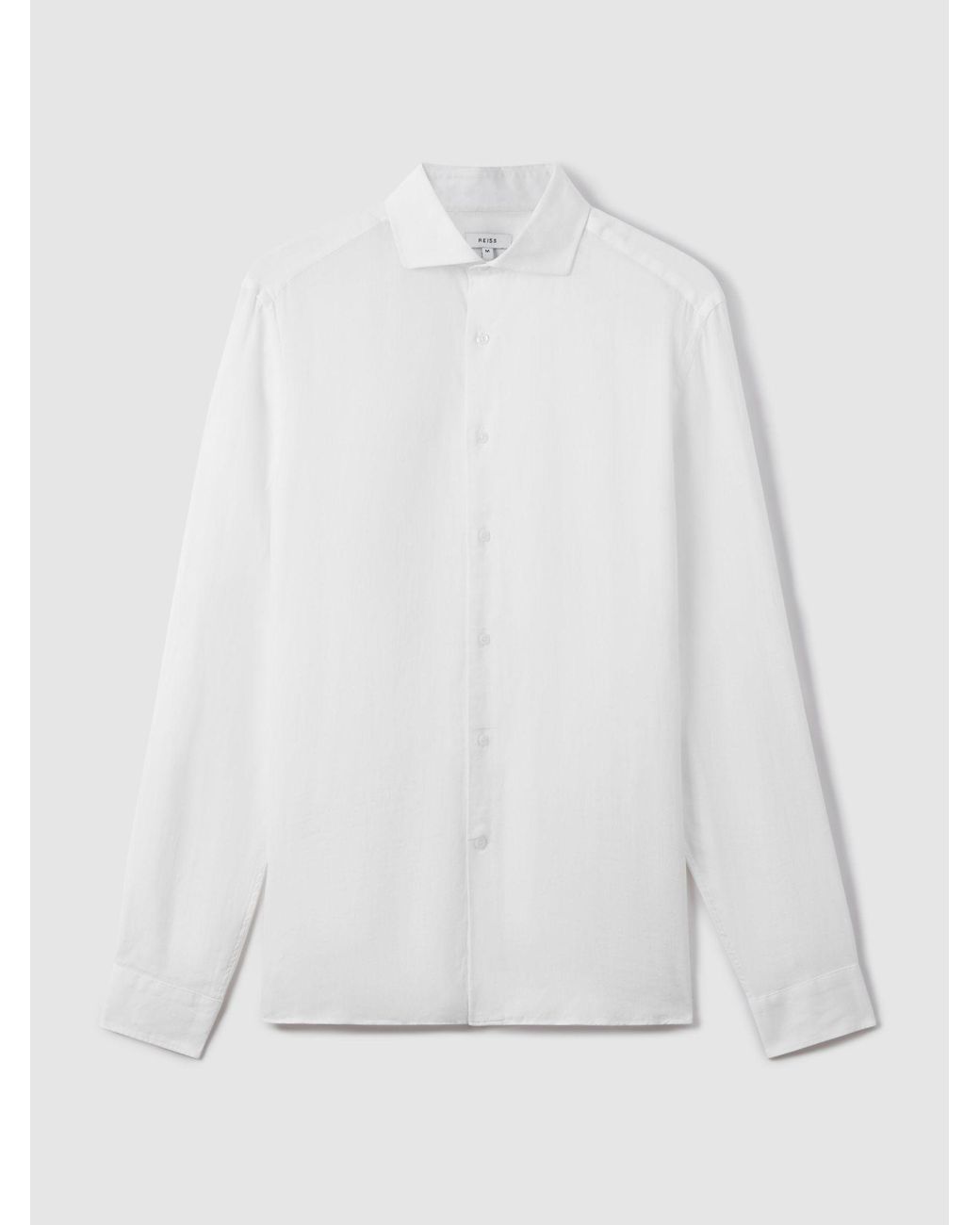 Reiss White Linen Button-Through Shirt, - Resort & Holiday Wear for men