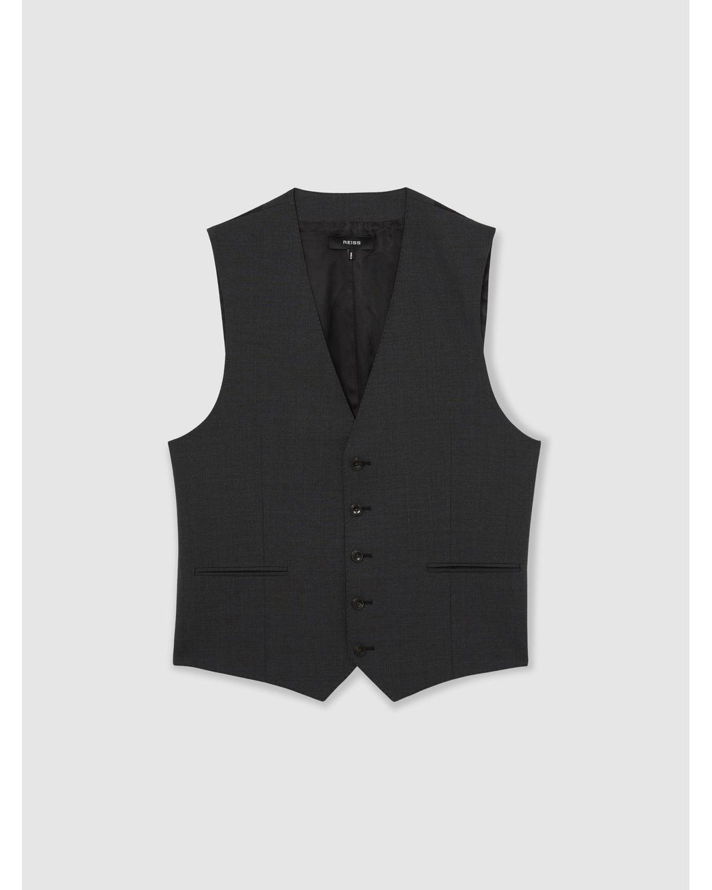 Reiss Black Promise - Grey Wool-blend Tailored-fit Waistcoat, Us 40 Regular for men