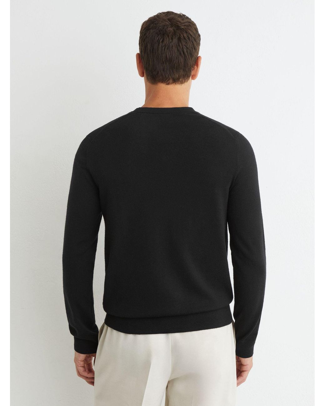 Reiss Wessex - Black Merino Wool Crew Neck Jumper, Xl for men