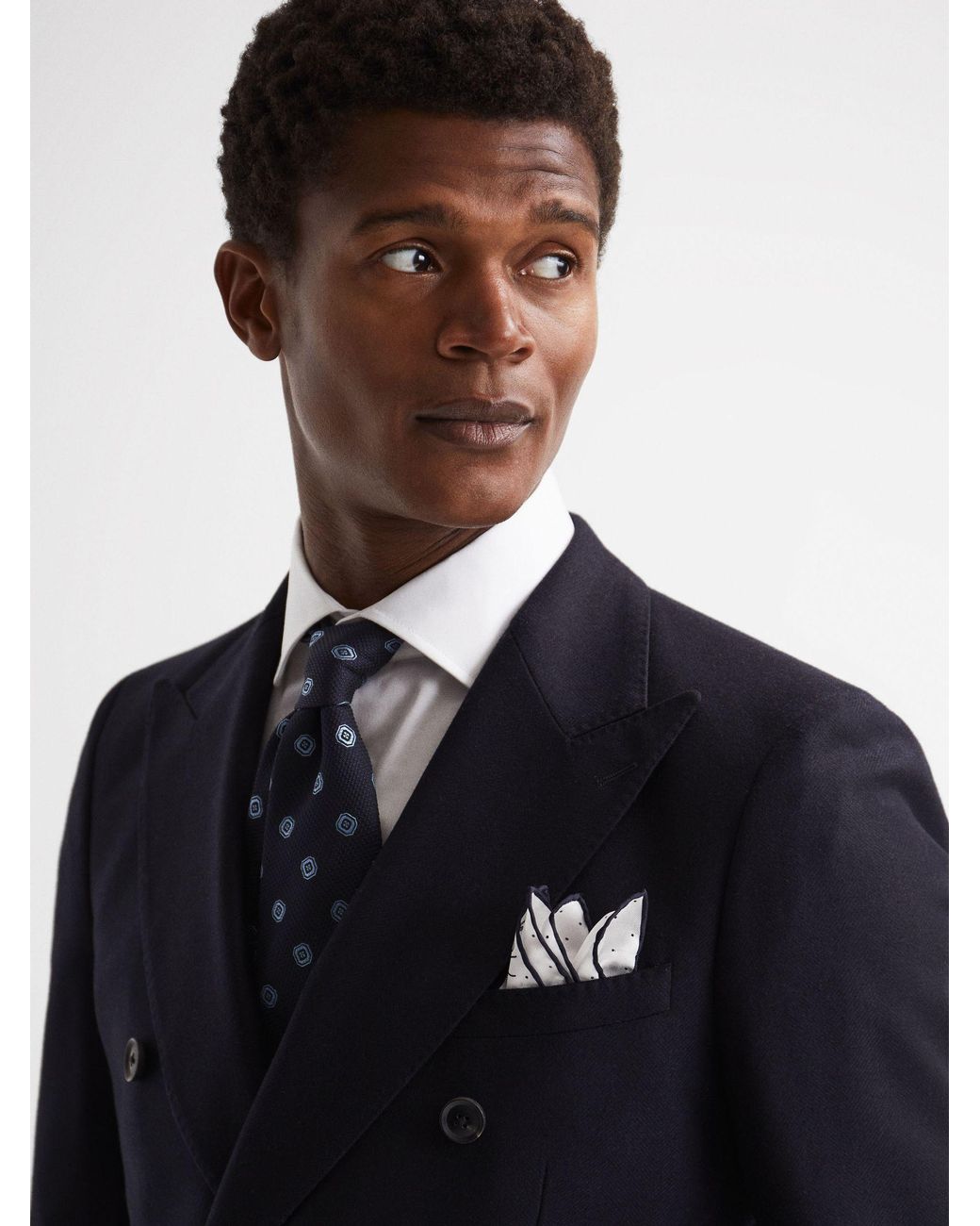 Reiss Gray Liam - White Liam Polka Dot Silk Pocket Square, One for men
