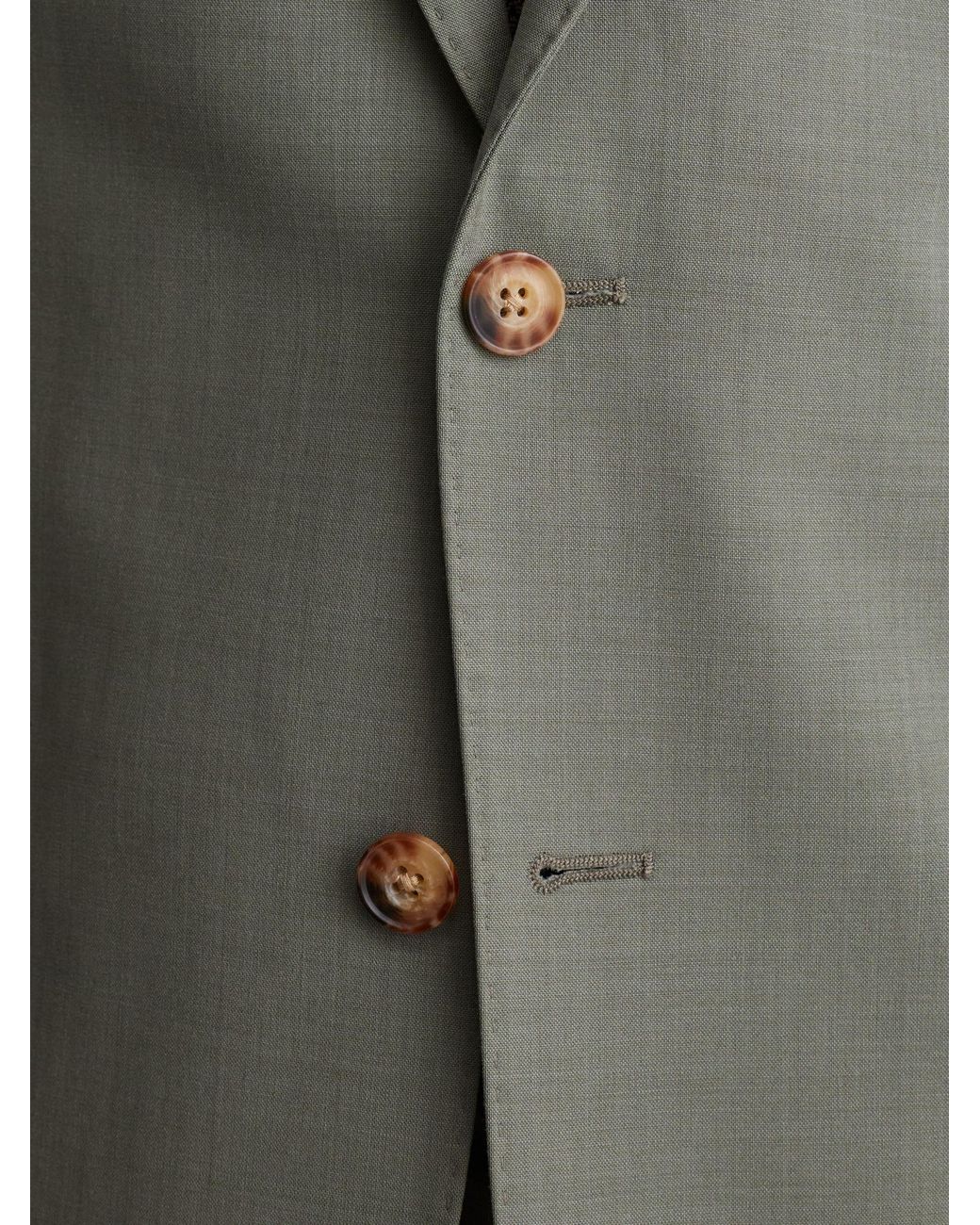Reiss Gray Tailored Fit Wool-Blend Single-Breasted Suit Blazer for men