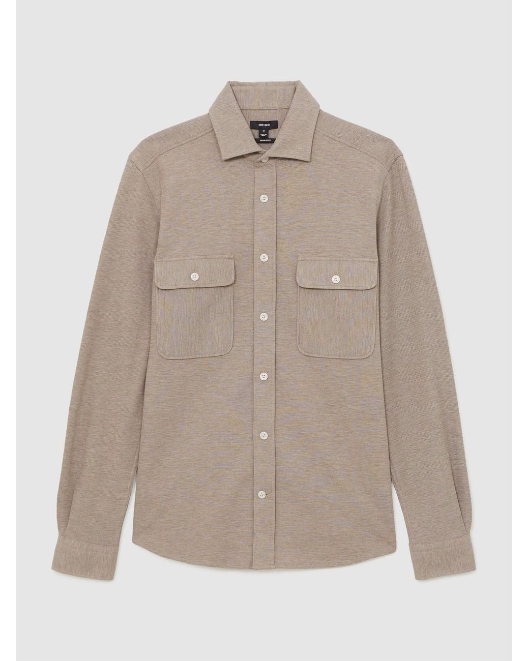 Reiss Natural Textured Twin Pocket Cotton Blend Overshirt for men