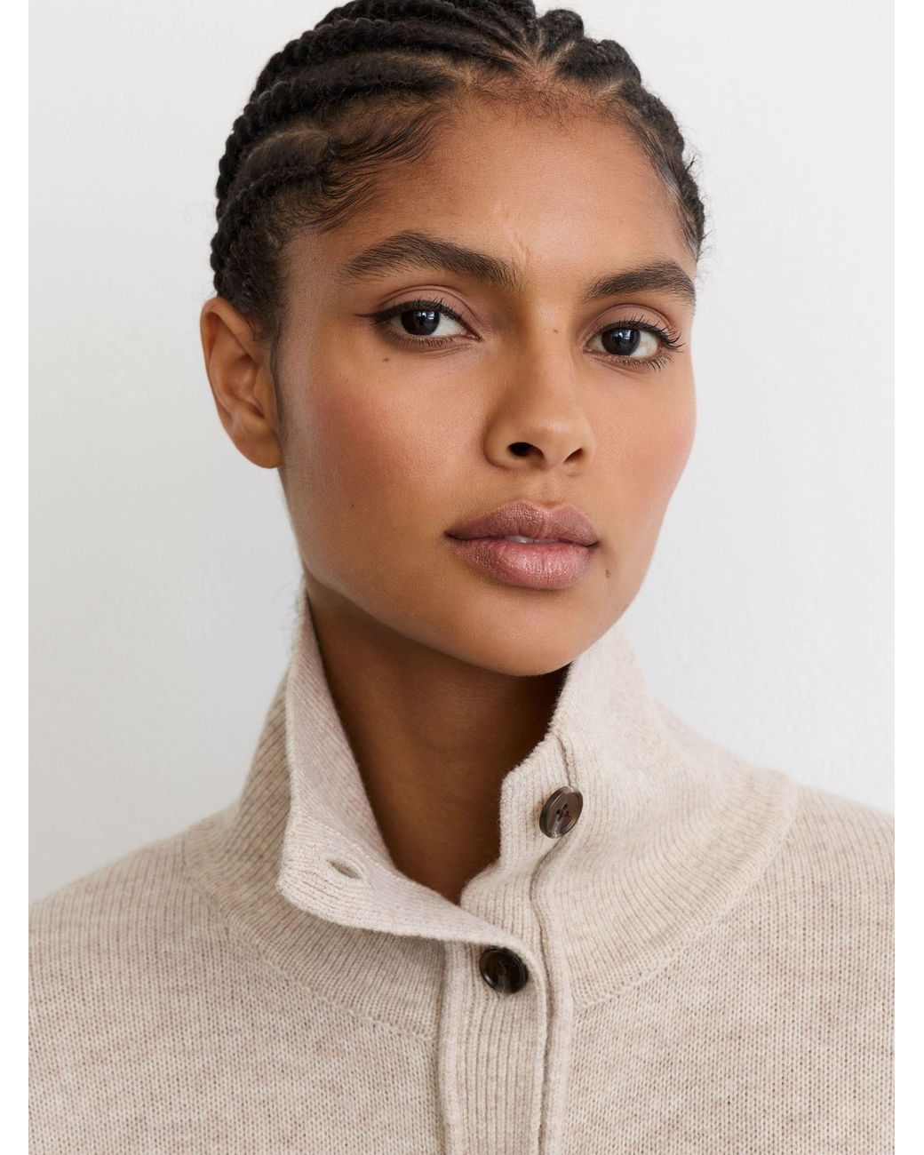 Reiss Natural Wool-Cashmere Half-Button Jumper