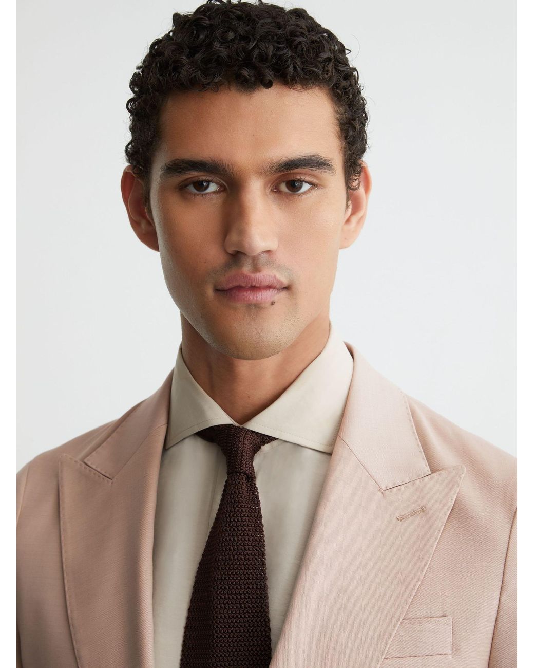 Reiss White Virgin Wool Single-Breasted Tailored-Fit Blazer for men
