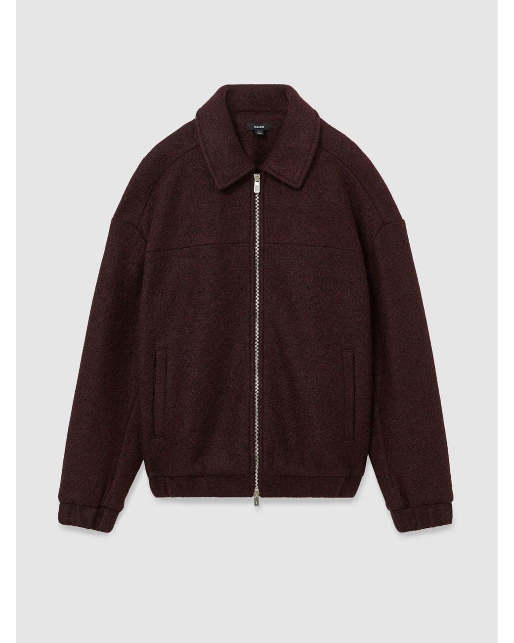 Reiss Purple Textured Zip-Through Jacket With Wool for men