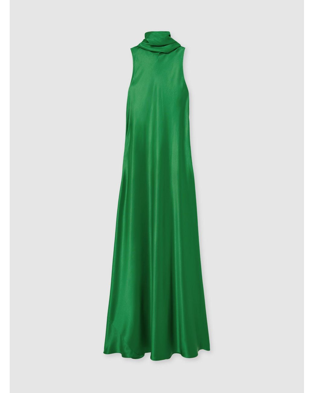 Reiss Fae - Green Satin Cape Maxi Dress, Us 6