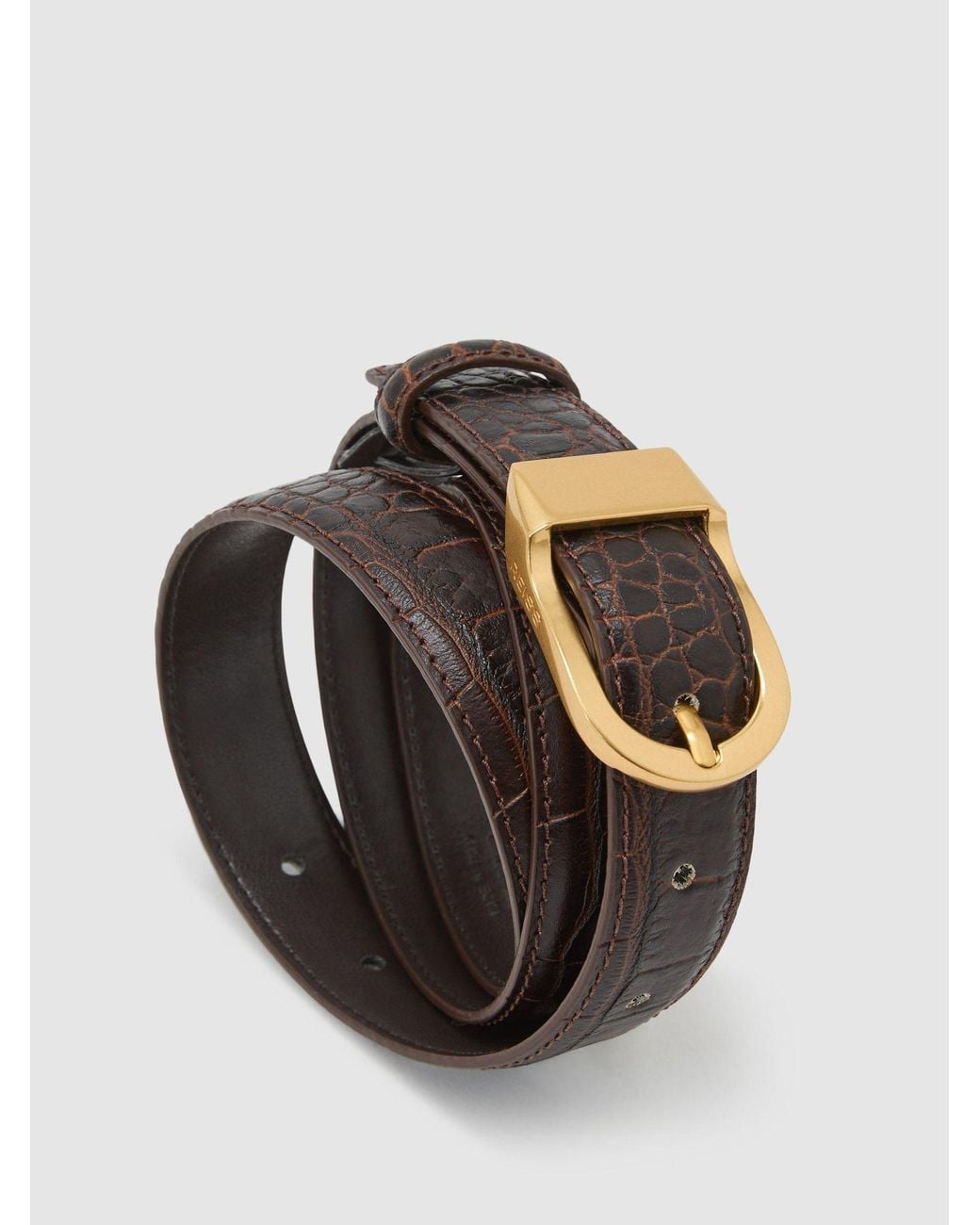 Reiss Black Leather Croc-Effect Belt