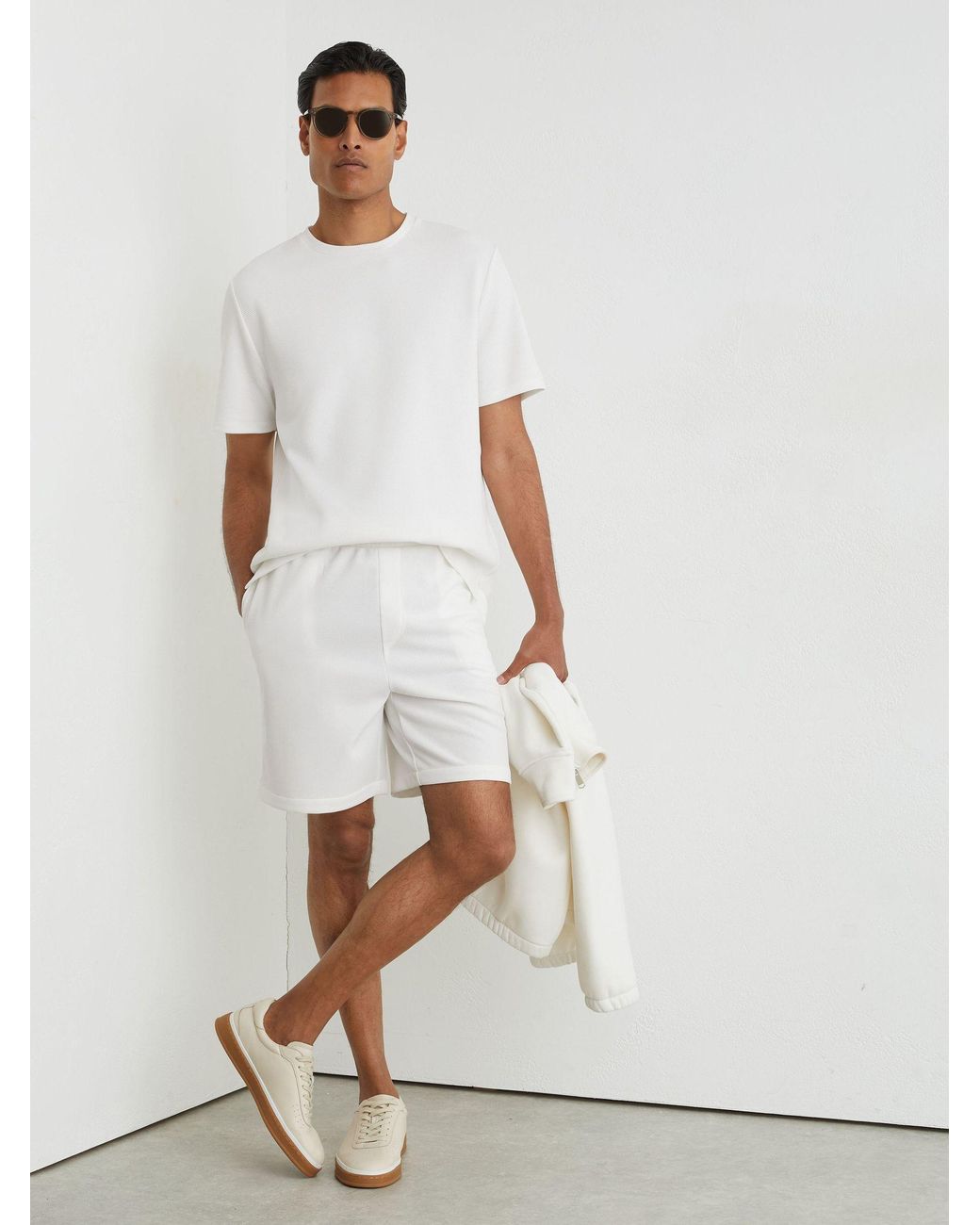 Reiss White Textured Modern-Fit Crew-Neck T-Shirt for men