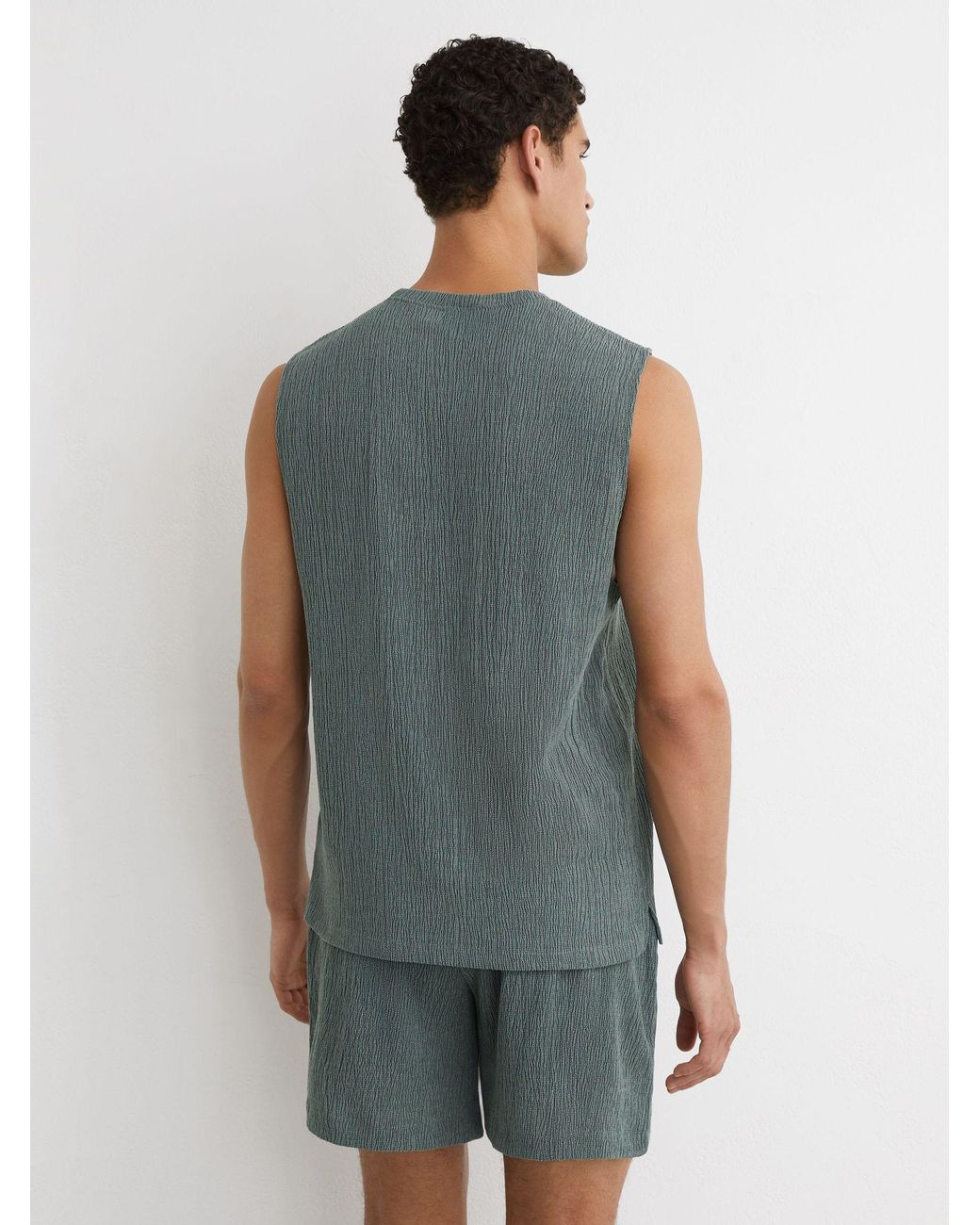 Reiss Gray Melgreen - Dark Sage Green Textured Crew-neck Vest, Xxl for men
