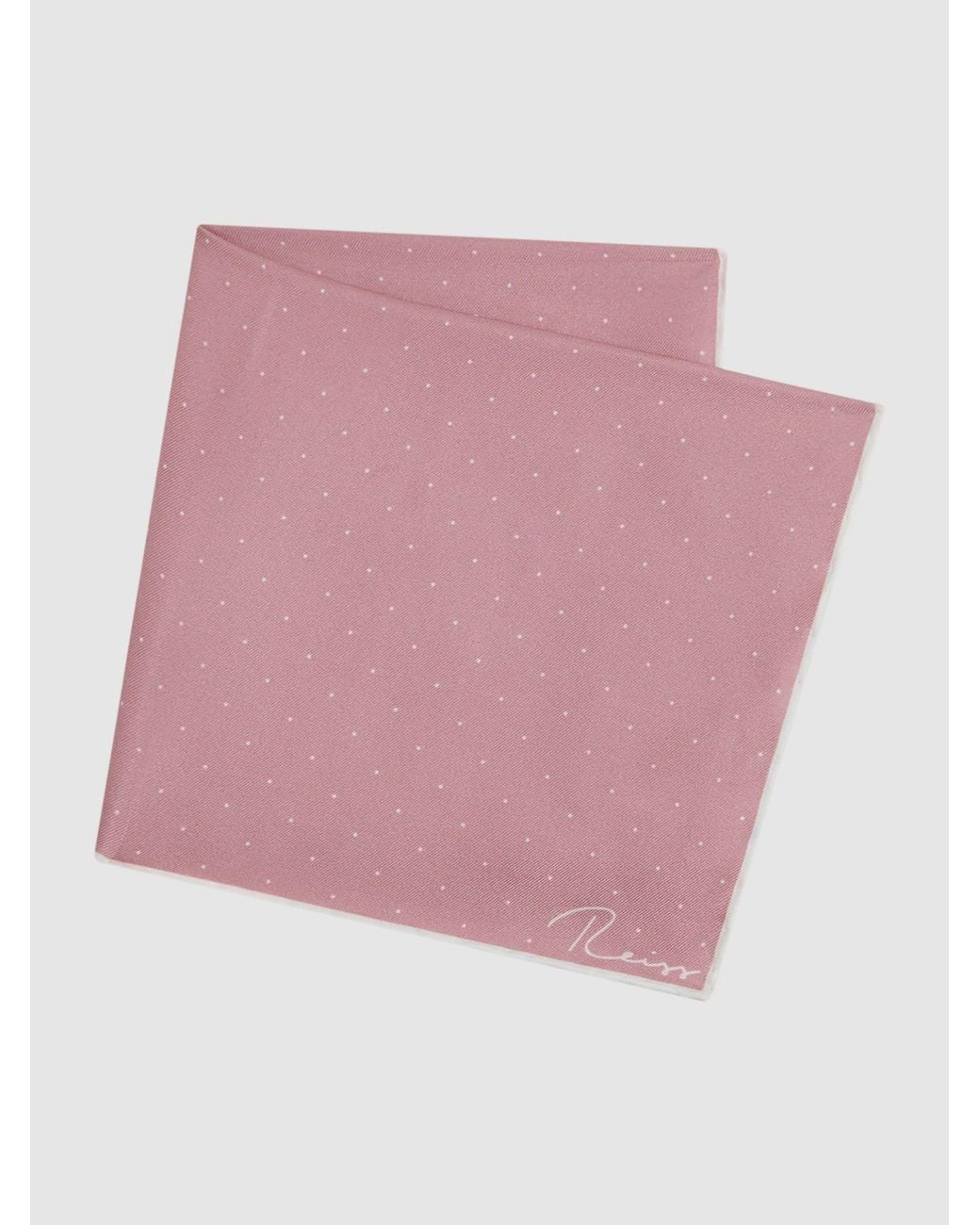 Reiss Liam - Pink Polka Dot Silk Pocket Square, One for men