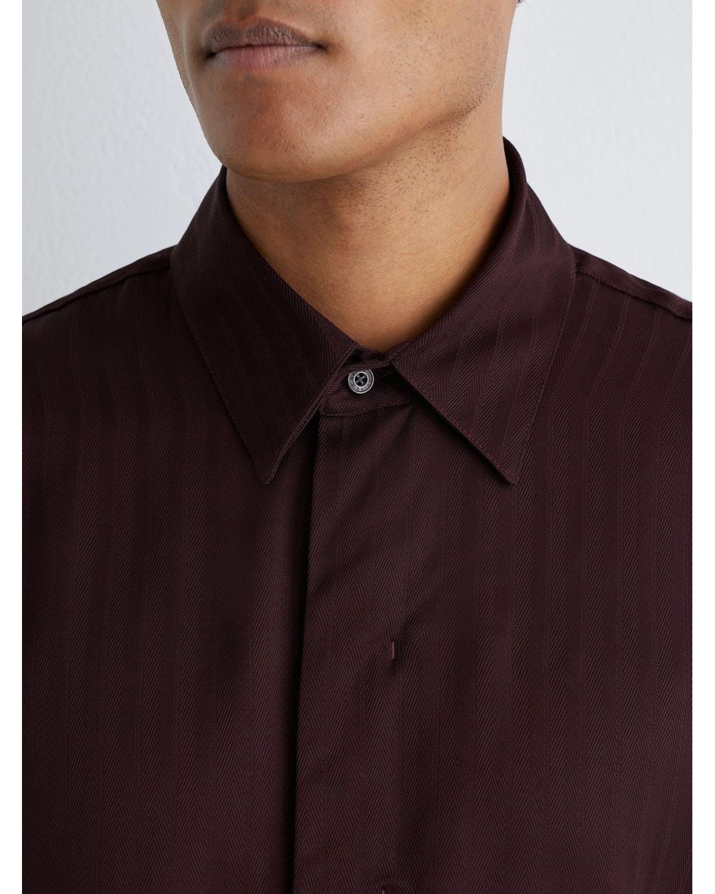Reiss Black Atelier Herringbone-Stripe Long-Sleeve Shirt Regular-Fit for men