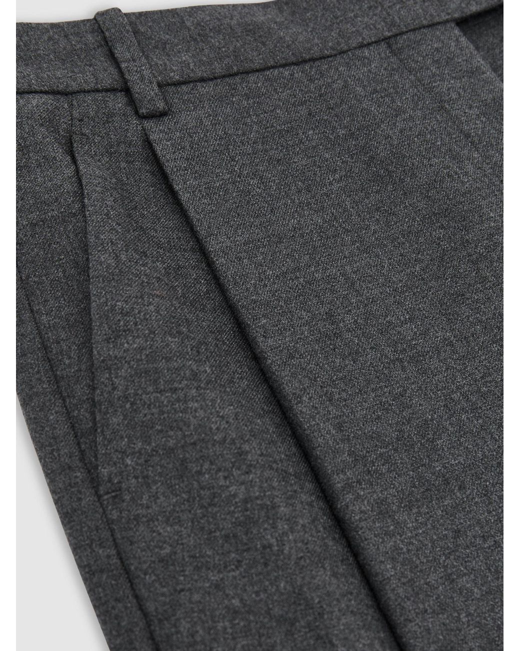 Reiss Gray Wool-Blend Pleated Barrel-Leg Trousers
