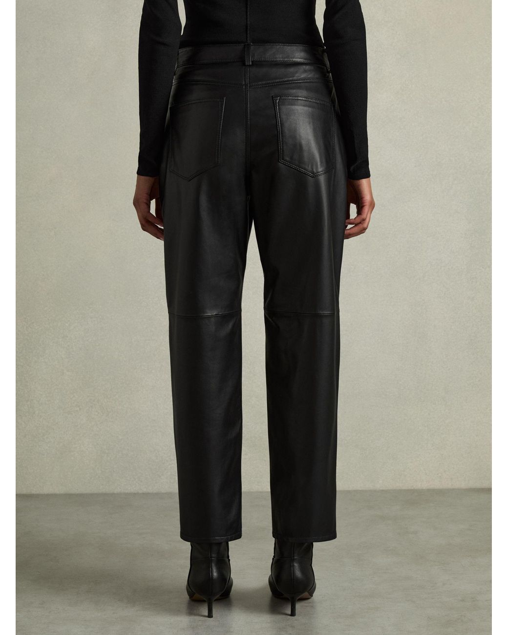 Reiss Black Leather Slim-leg Pants