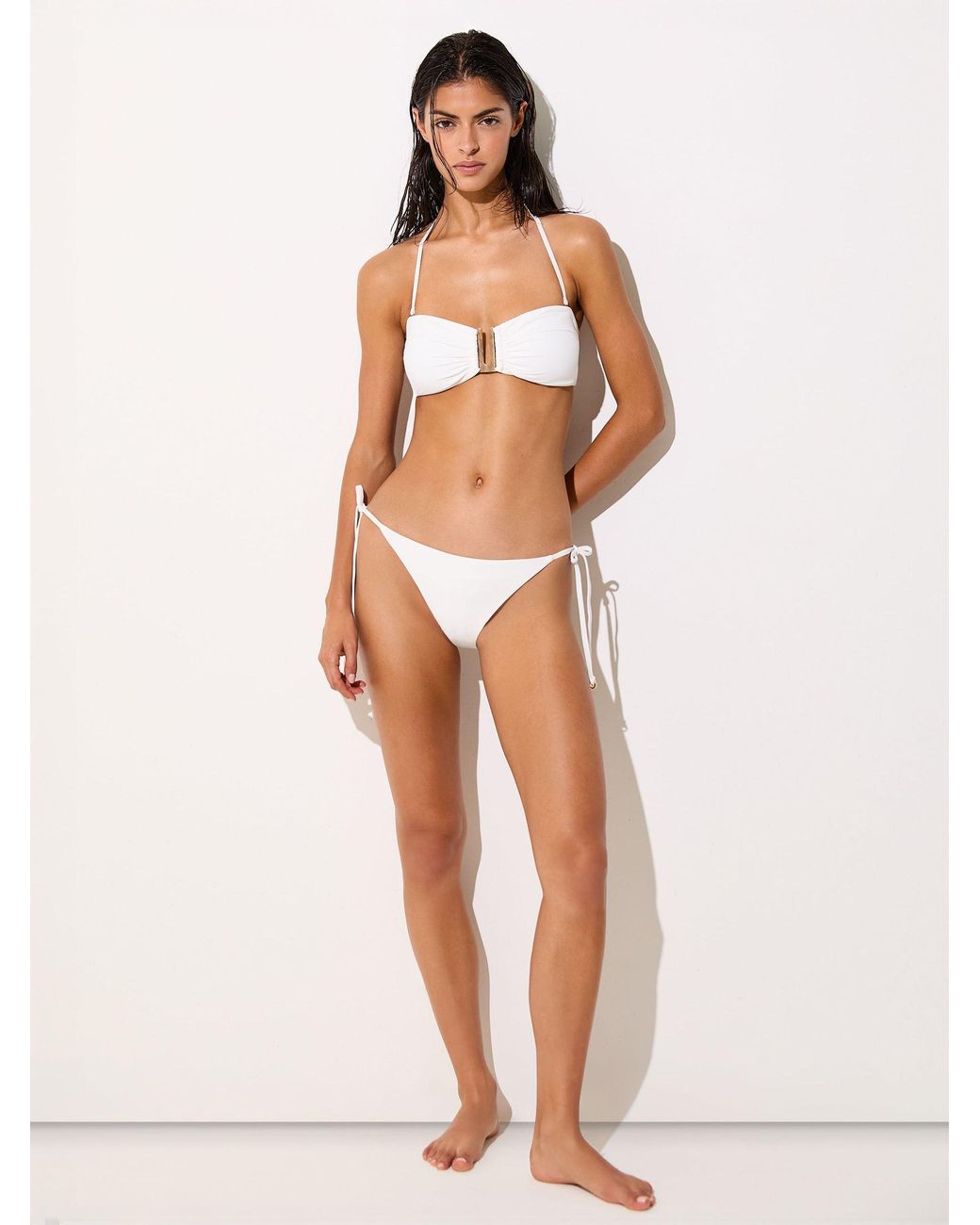 Reiss Brown Shimmer Side-Tie Bikini Bottoms
