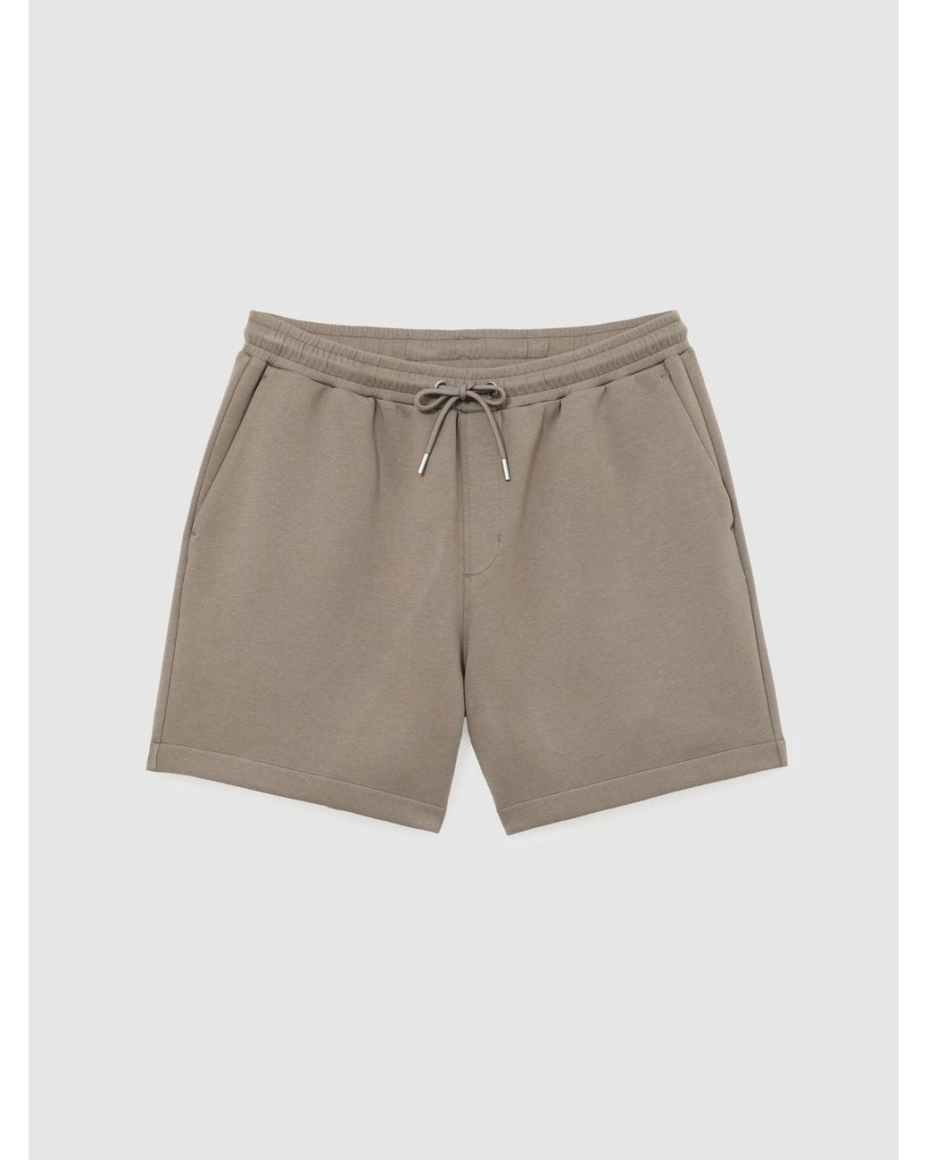 Reiss Natural Sueded Interlock Jersey Drawstring Shorts for men