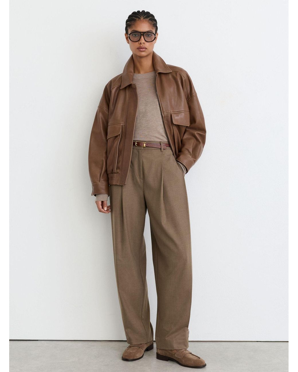 Reiss Natural Suede Penny Loafers