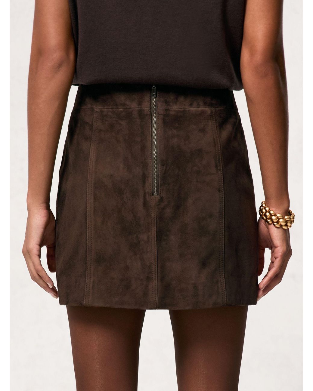 Reiss Gray Mini Suede Patch Pocket Skirt