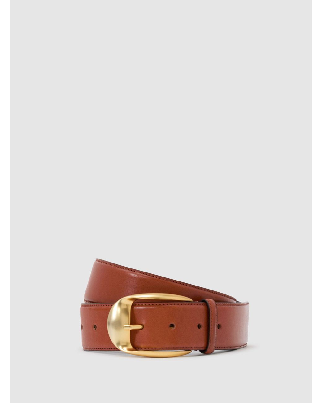 Reiss White Leather Rounded-Buckle Belt