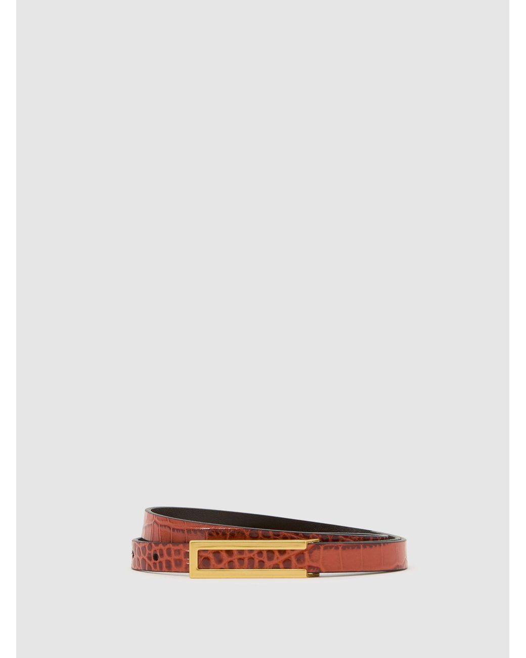 Reiss Orange Leather Crocodile-Effect Belt