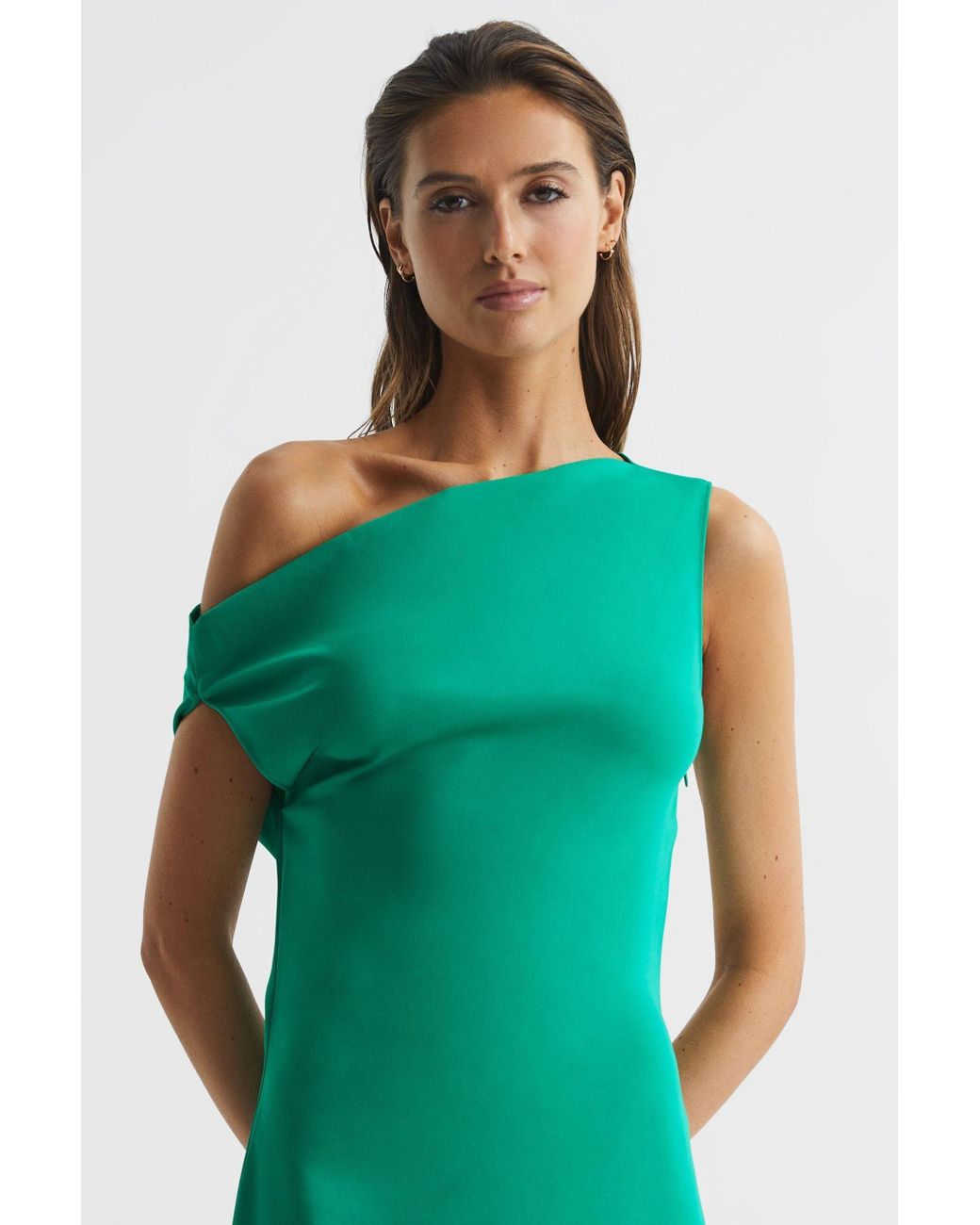 Reiss Zaria Green Off shoulder Bodycon Midi Dress Us 12 Lyst UK