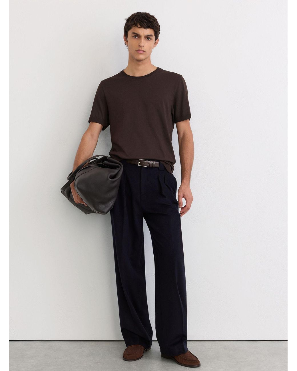 Reiss Black Cotton- Crew-Neck Modern-Fit T-Shirt for men