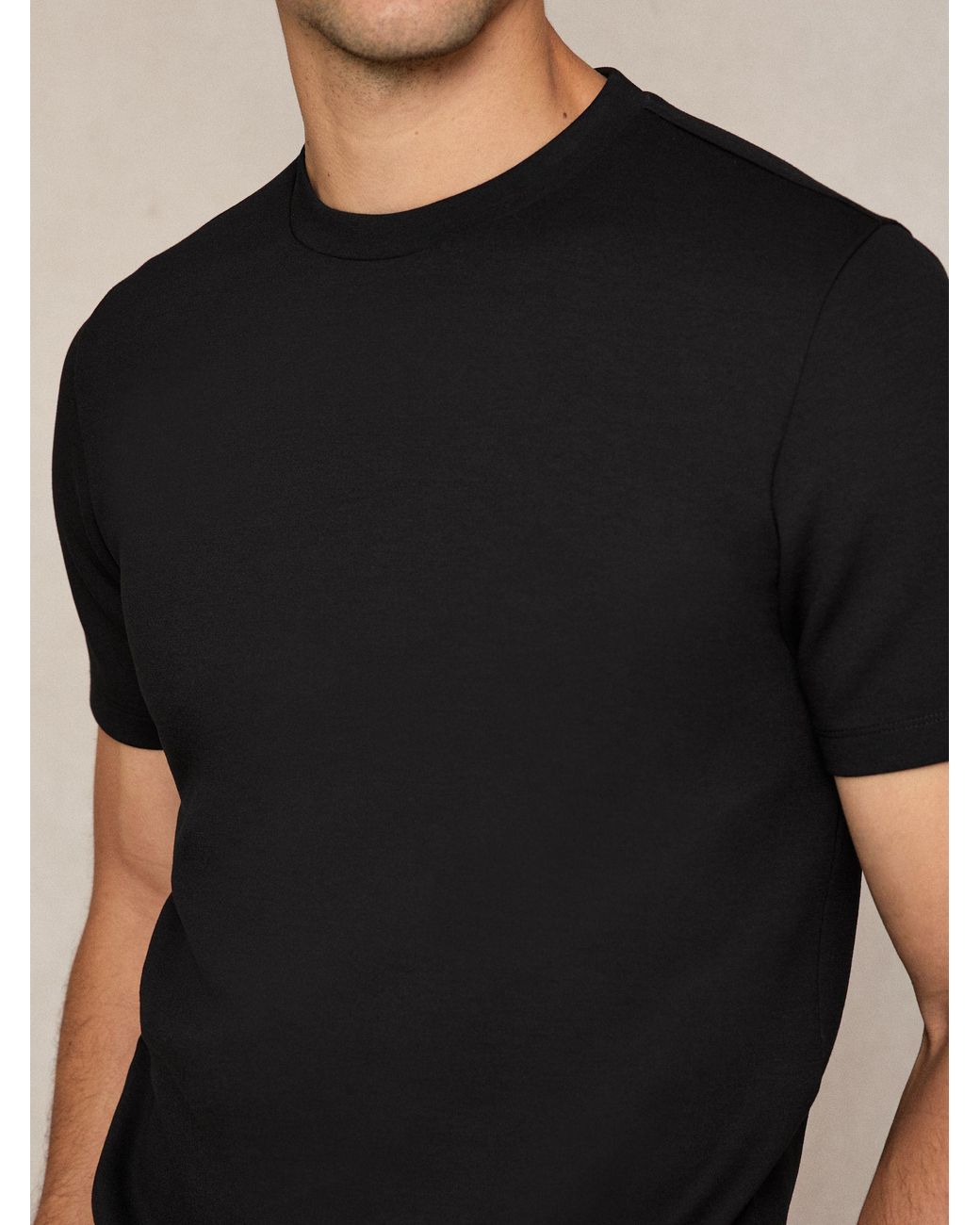 Reiss Bradley - Black Premium-interlock Modern-fit T-shirt, Xs for men
