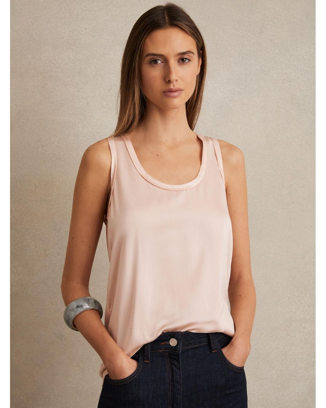 Reiss White Riley - Nude Silk Front Vest, S (us 4-6)