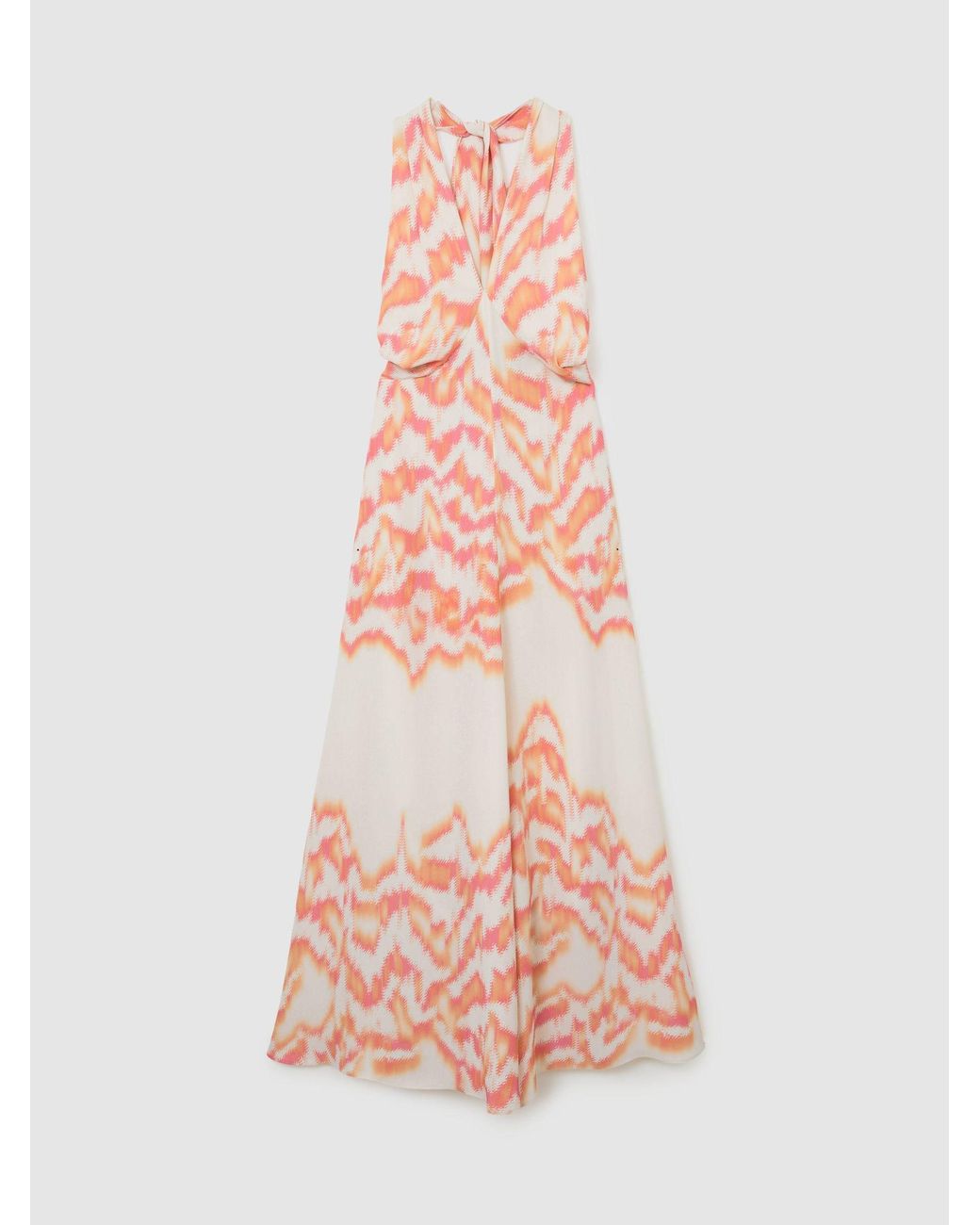Reiss Multicolor Printed Halterneck Maxi Dress