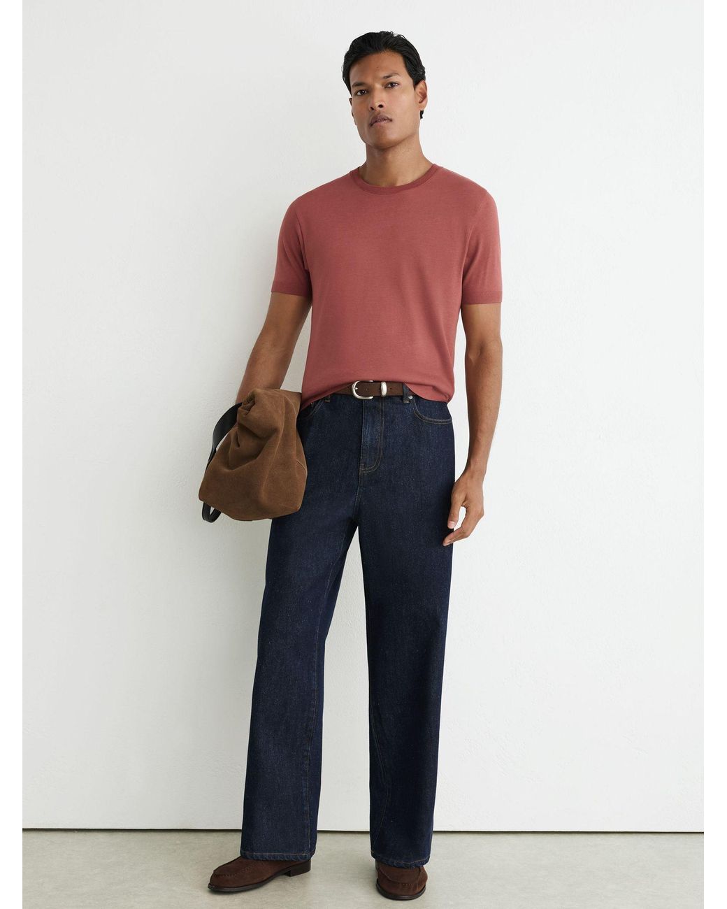 Reiss Red Cotton- Crew-Neck Modern-Fit T-Shirt for men