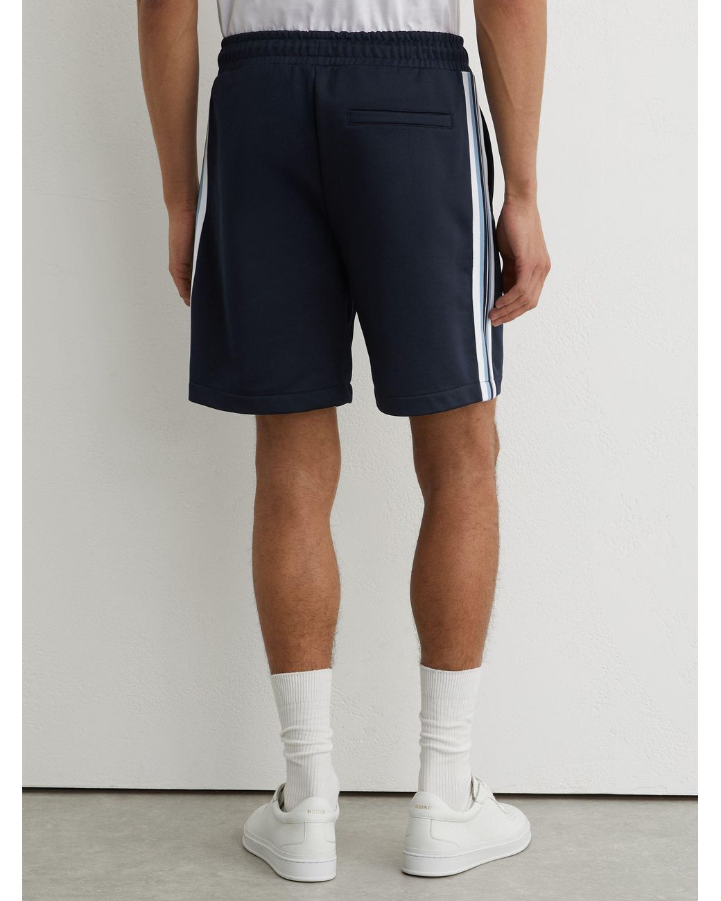 Reiss Blue Monogram Tape-Detail Relaxed Shorts for men
