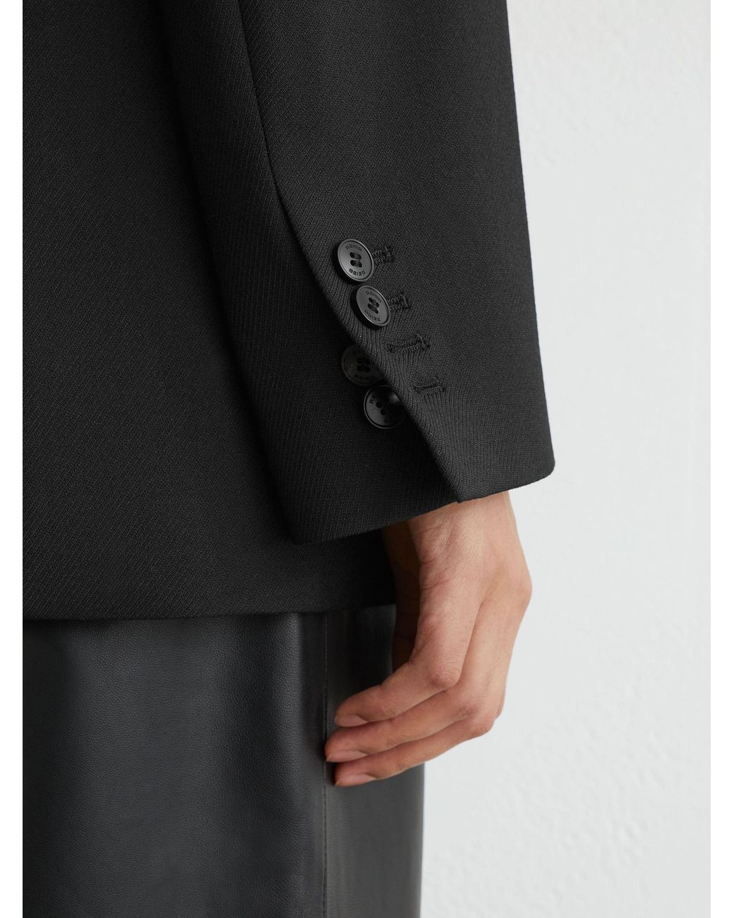 Reiss Black Stretch-Twill Relaxed Single-Breasted Blazer
