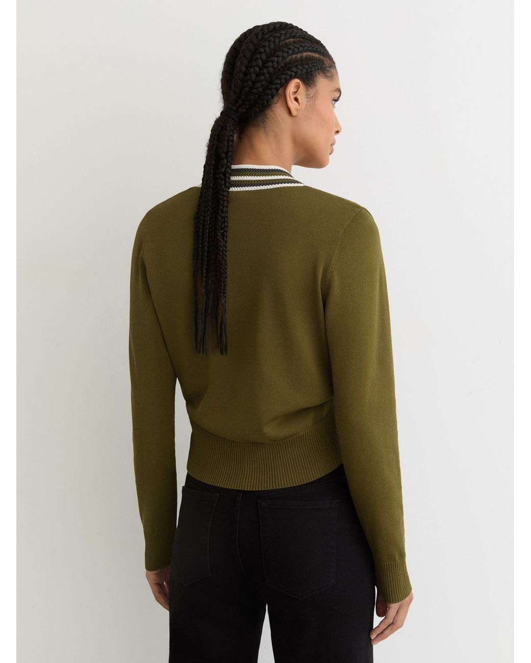 Reiss White Tipped Button-Through Cardigan