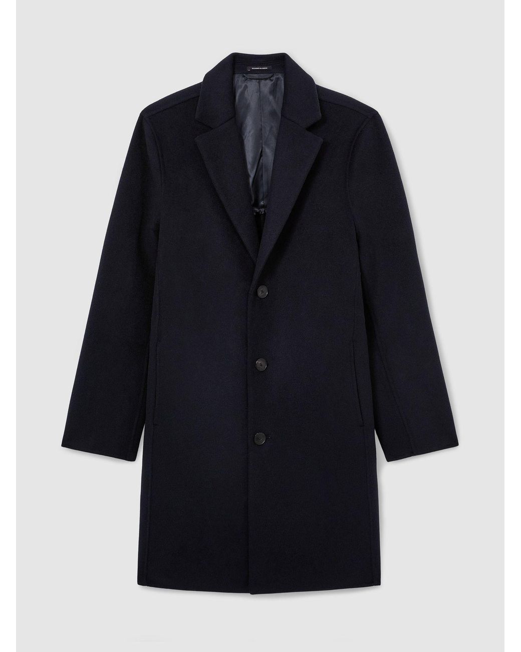 Reiss Blue Wool-Blend Single-Breasted Epsom Coat for men