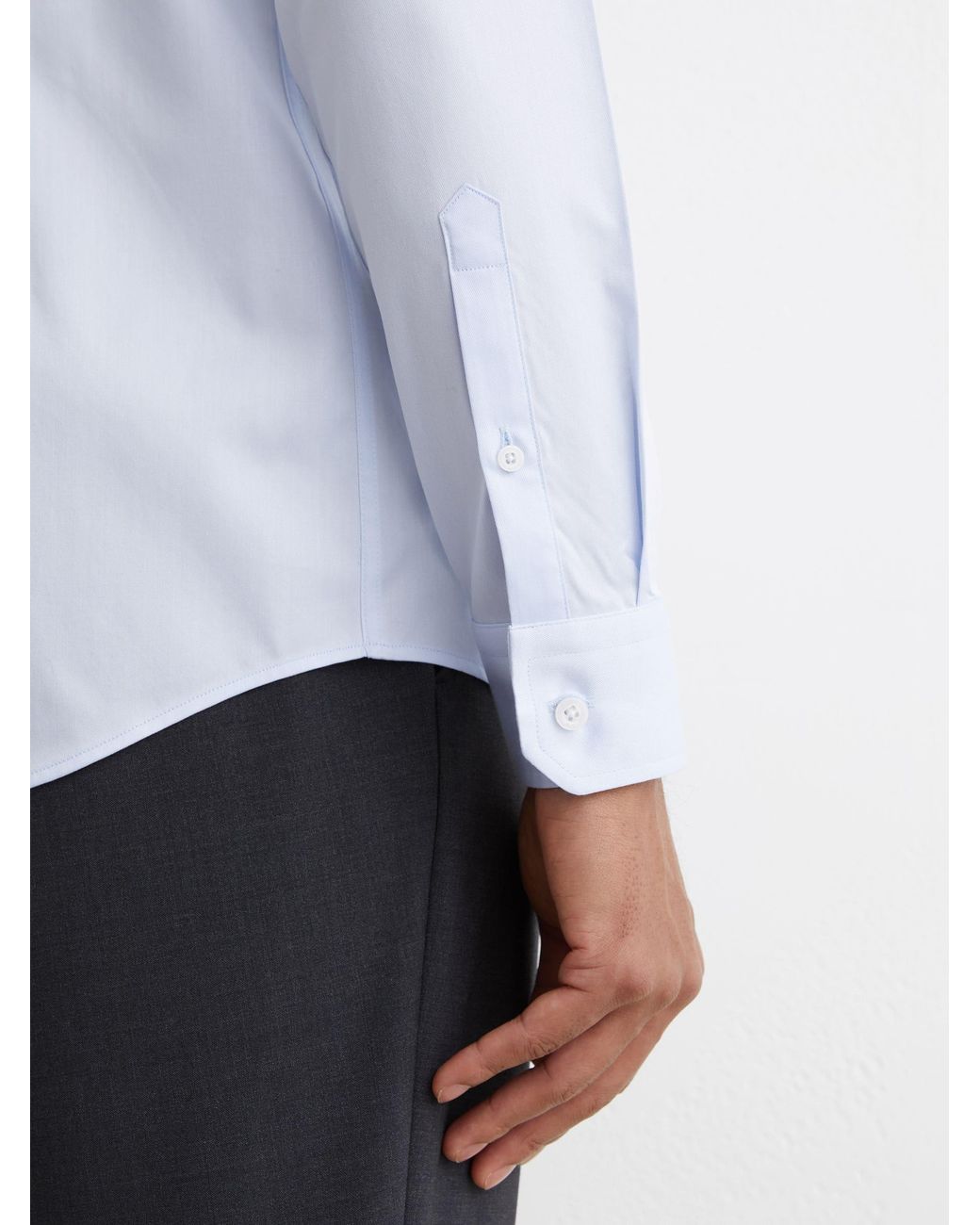 Reiss White Slim - Soft Blue Storm Slim Fit Cotton-twill Two-fold Shirt, 14.5 for men