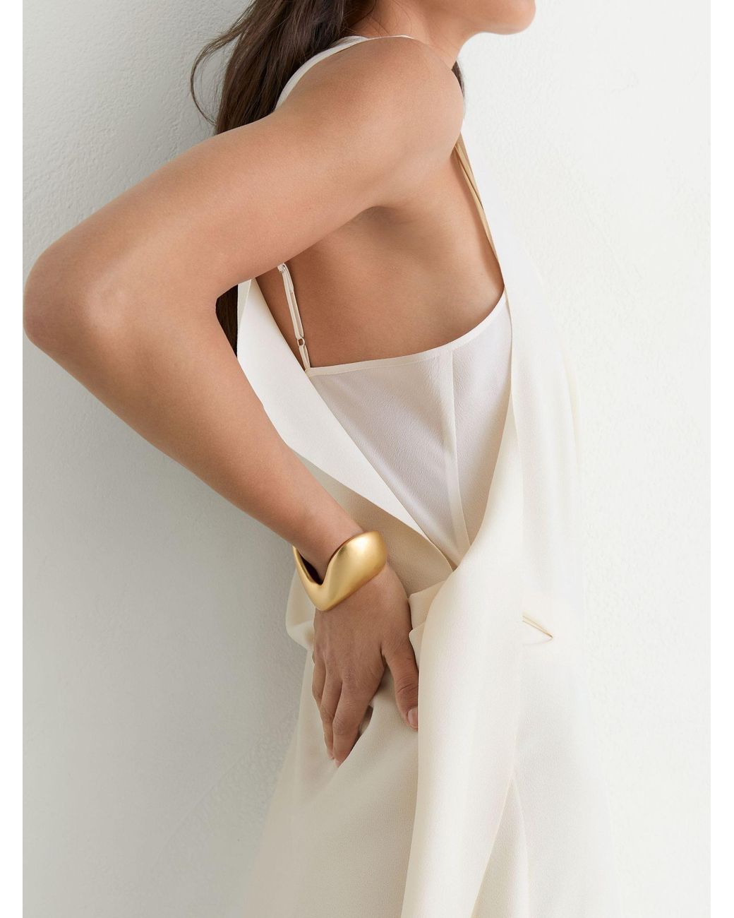 Reiss White Drape-Detail Sleeveless Midi Dress