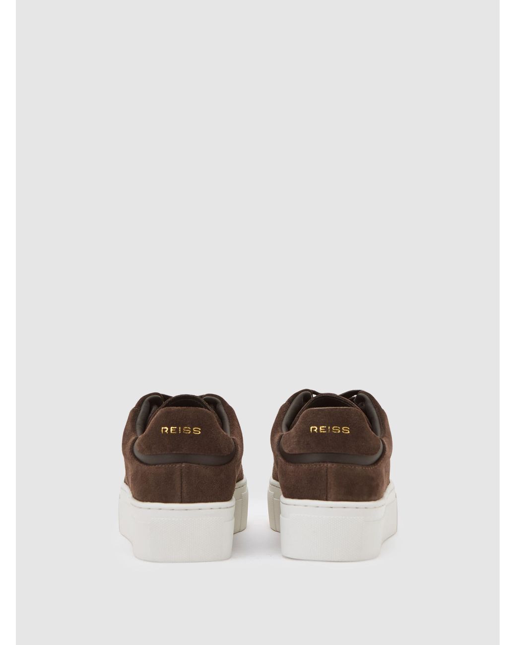 Reiss Brown Francesca Leather Low-Top Trainers