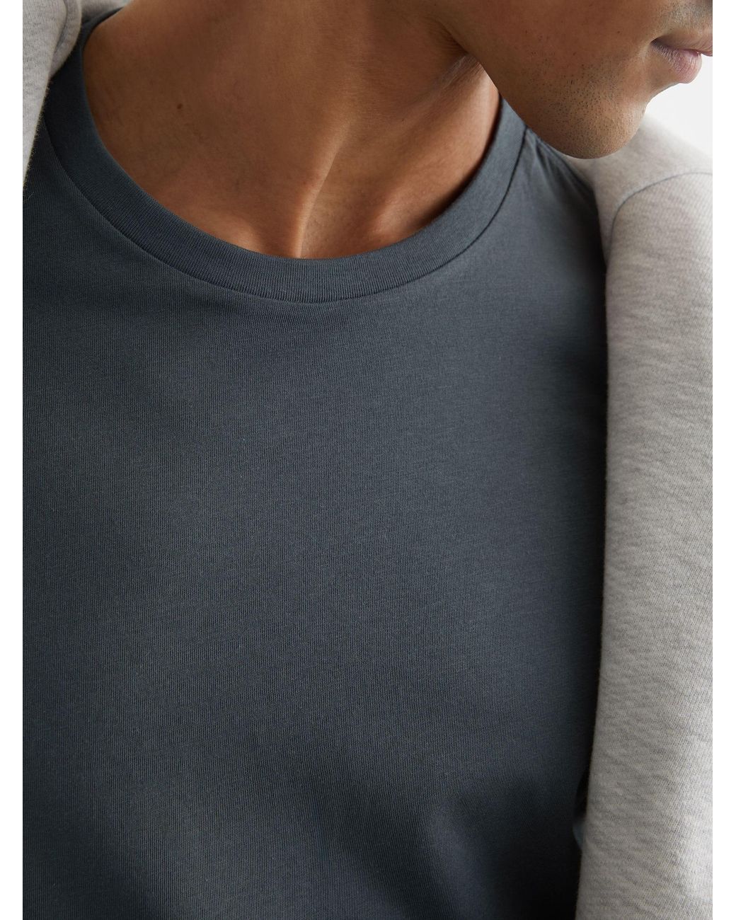 Reiss Gray Cotton Crew-Neck T-Shirt for men