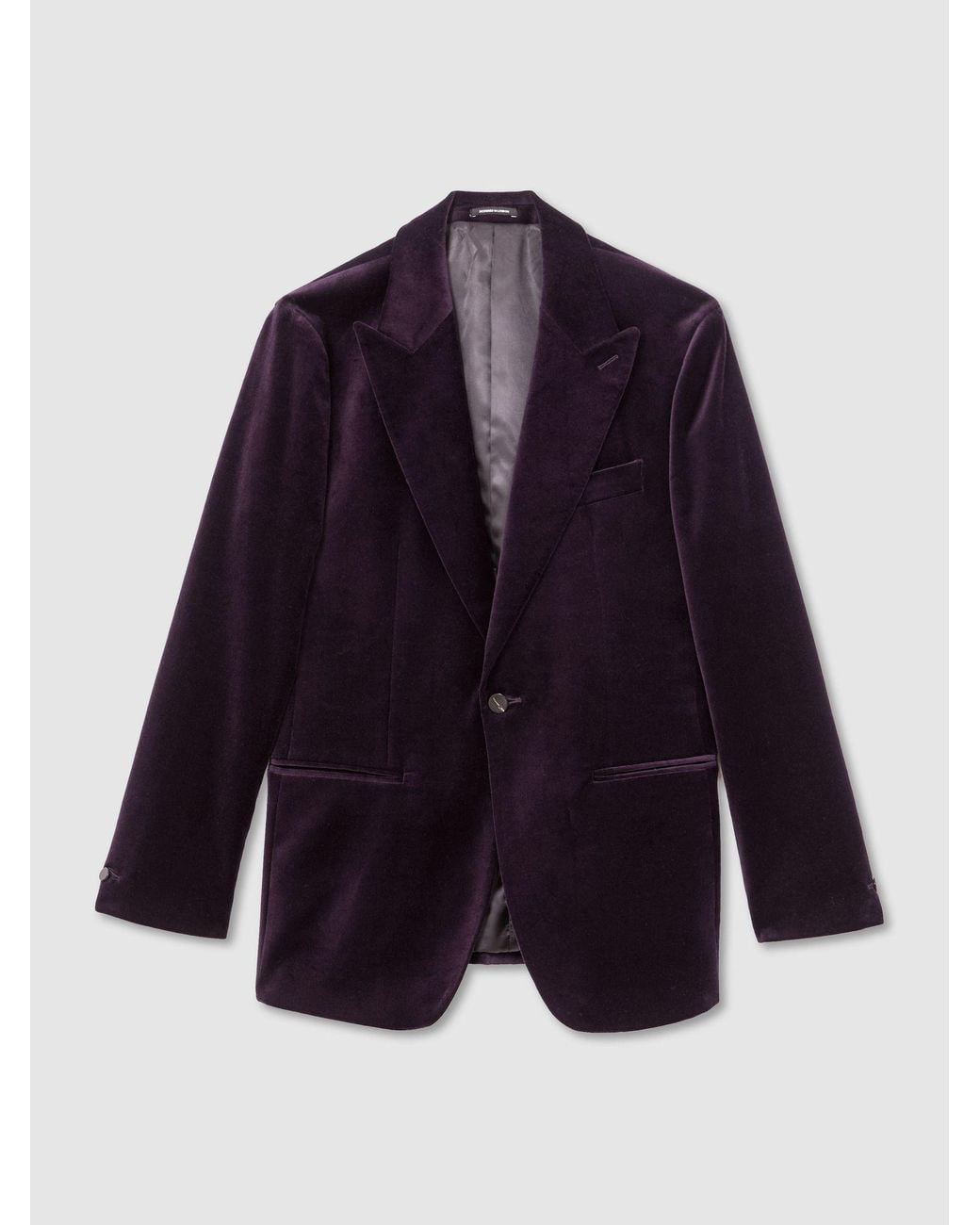 Reiss Blue Apsara - Purple Velvet Single-breasted Classic-fit Blazer, Us 42 for men