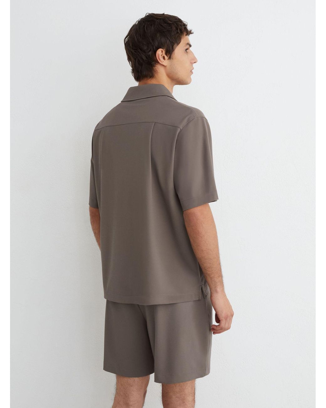 Reiss Brown Cuban-Collar Short-Sleeve Shirt for men