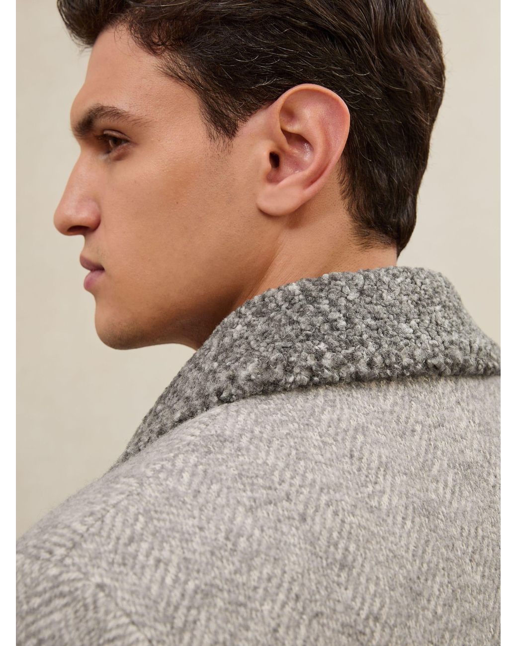 Reiss Gray Atelier Wool-Cotton Herringbone Jacket for men