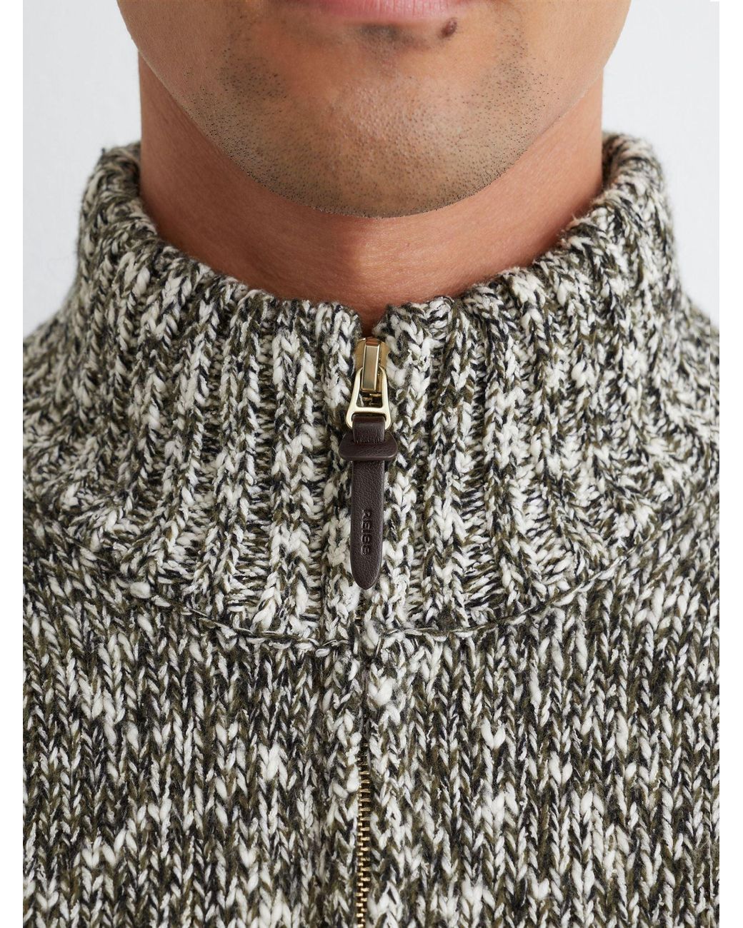 Reiss Gray Cotton And Wool Speckled Knit Jumper for men