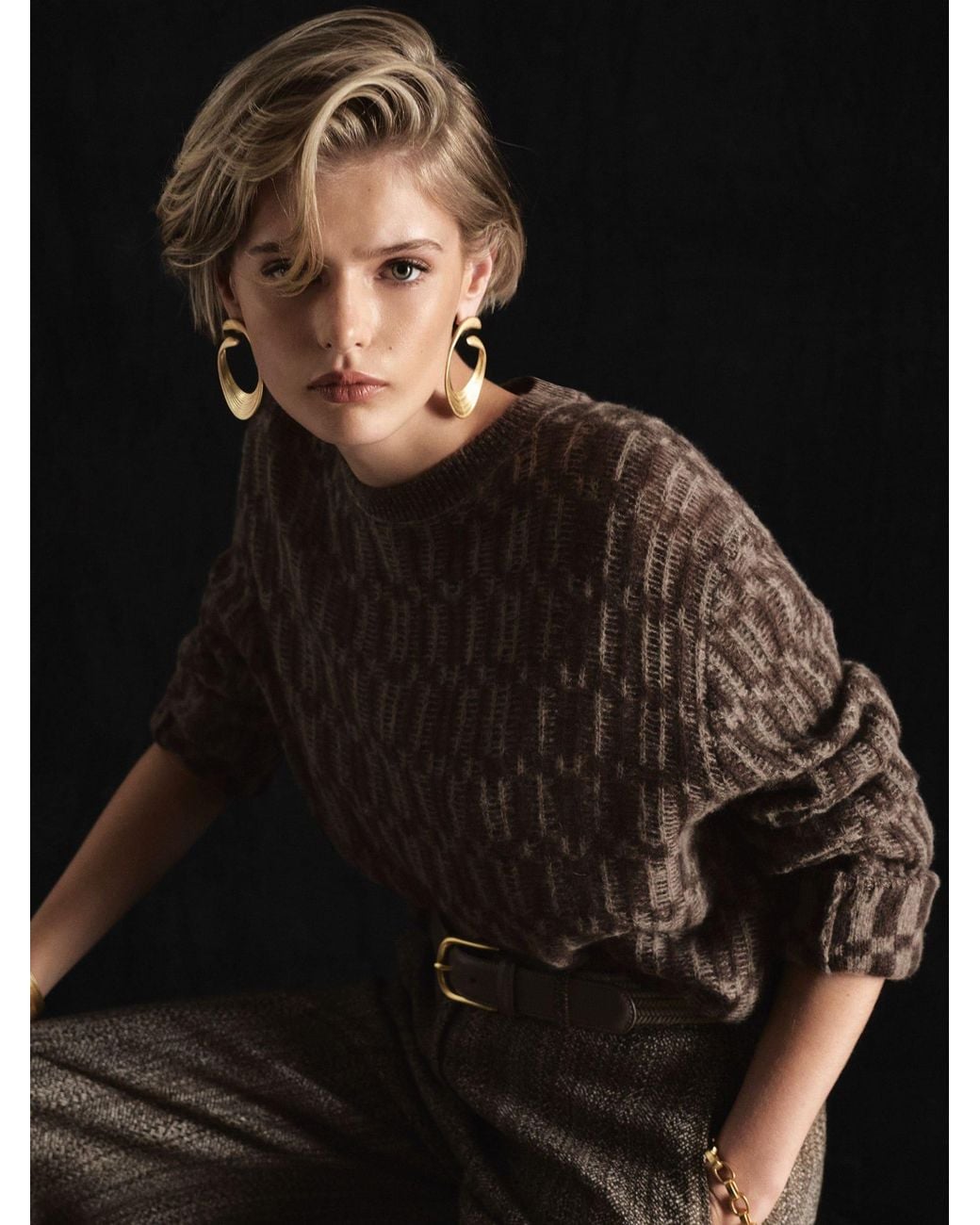 ATELIER Gray Cashmere-silk Geometric-knit Jumper